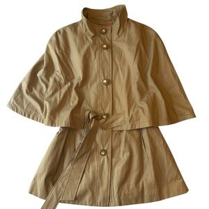 Betsey Johnson Khaki Snap-Front Cape Jacket size L NWOT Fall